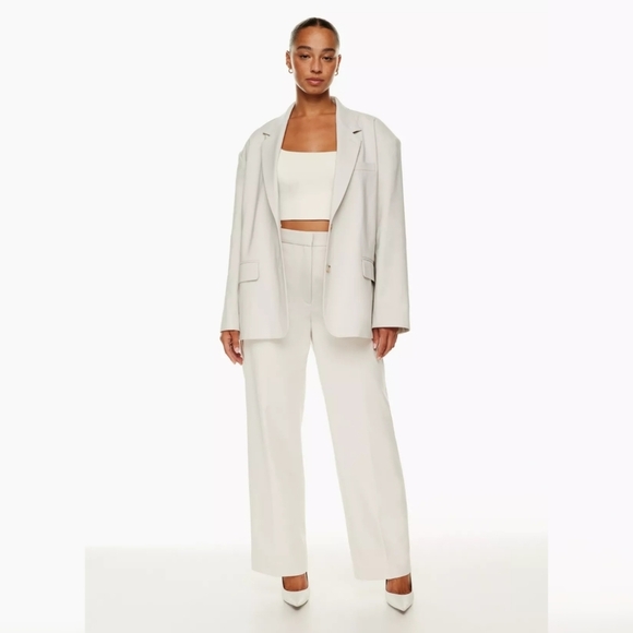 BABATON Agency Pant Crop Pleated Trouser Straight Leg Matte Pearl Straight Leg - Picture 3 of 15